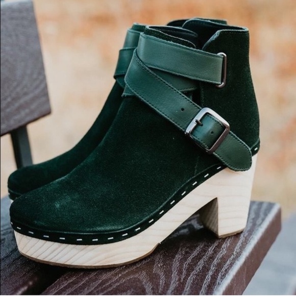 Free People Shoes - Free People Bungalow Forest Green Suede Clog Boot